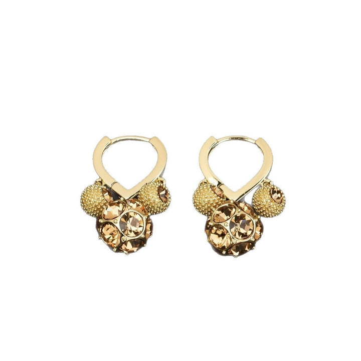 18K Gold Vintage Ball Drop Leverback Earrings | 3D CZ Sphere Pendant