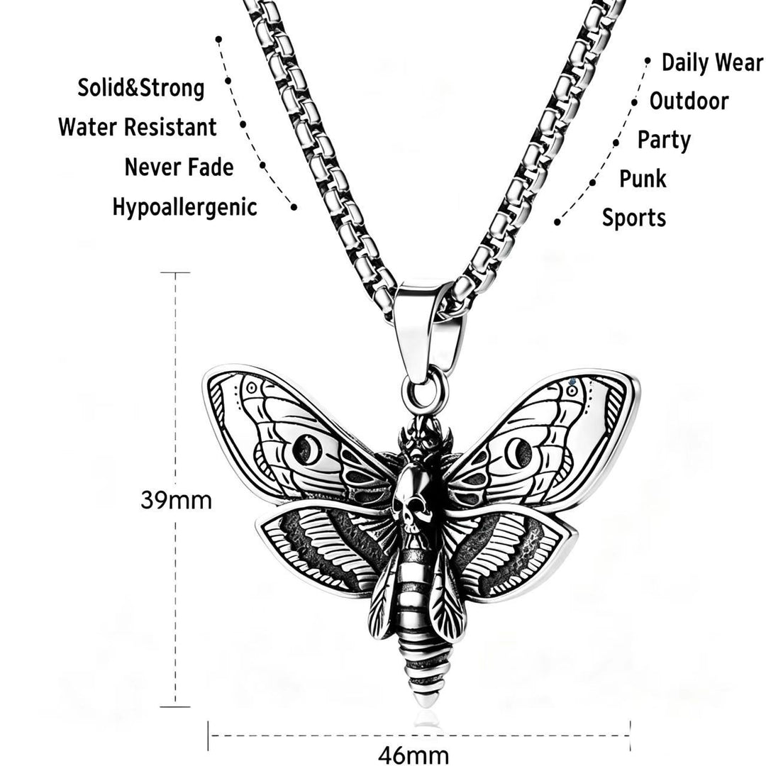 Gothic Death Moth Skull Necklace