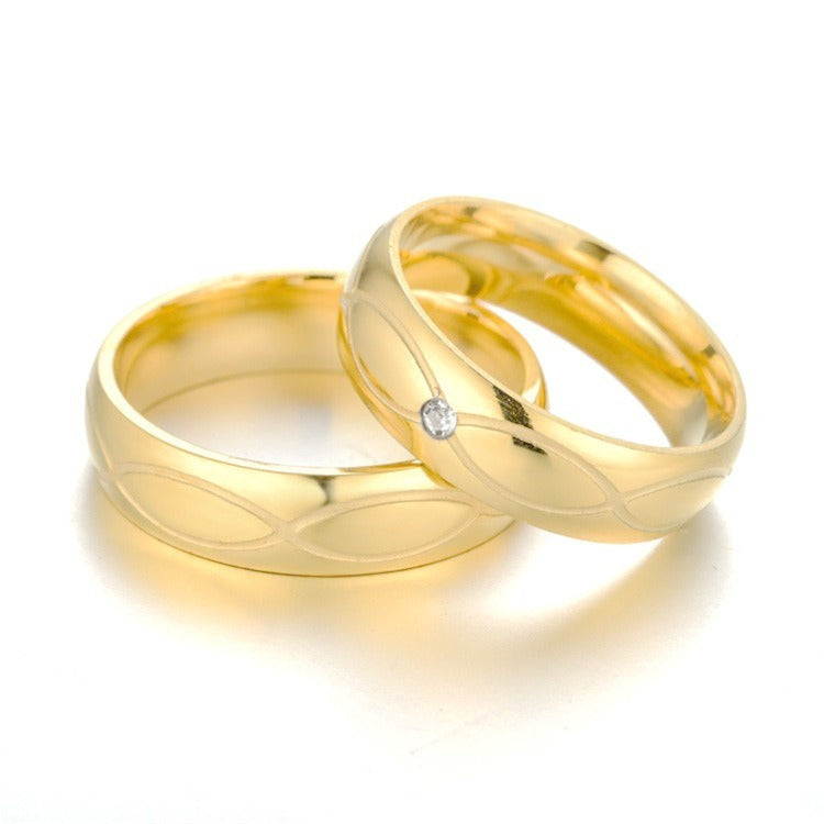 18K Gold Intertwined Couple Rings Wide Band Wedding Bands