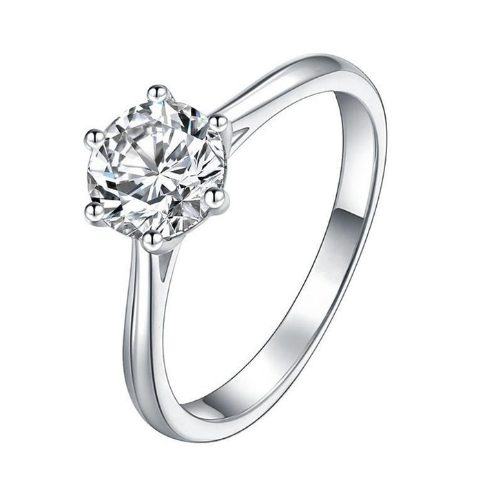 S925 Sterling Silver Classic 6-Prong Solitaire Moissanite Ring