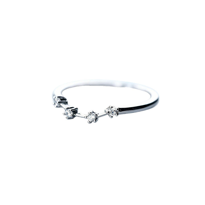 S925 Sterling Silver Zodiac Open Ring Constellation Pavé Ring