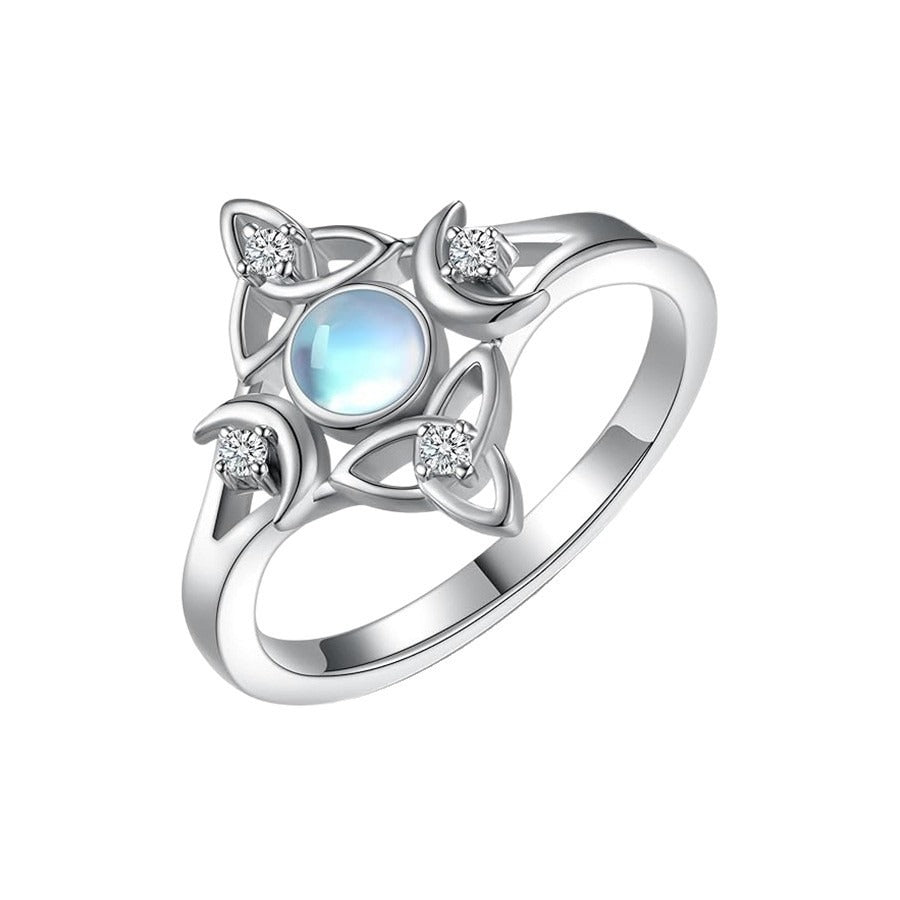Vintage Witchy Moonstone Celtic Knot Ring