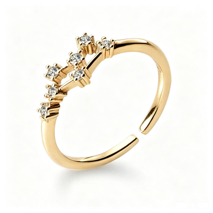 S925 Sterling Silver Zodiac Open Ring Constellation Pavé Ring