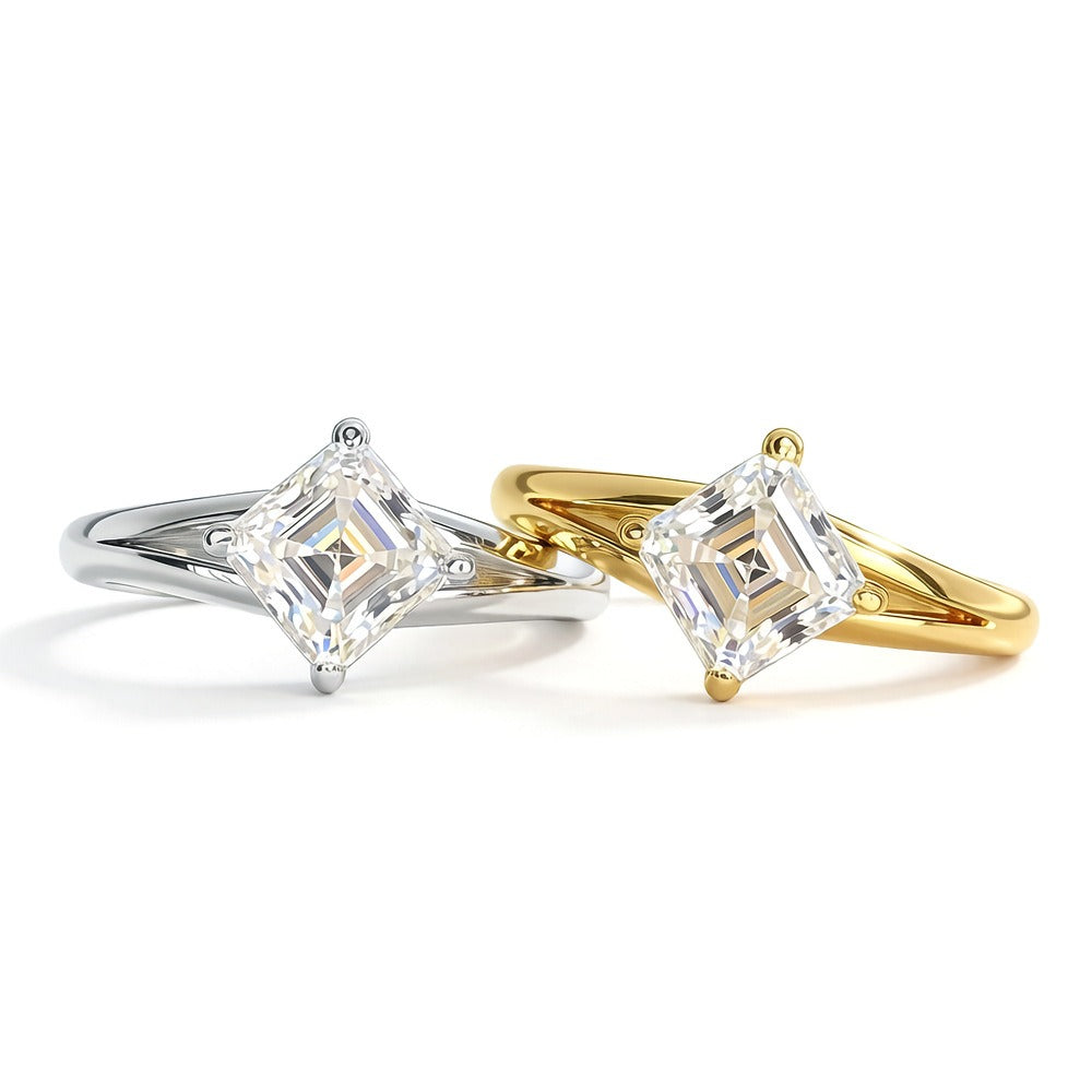 S925 Sterling Silver Kite-Cut Split Shank Ring