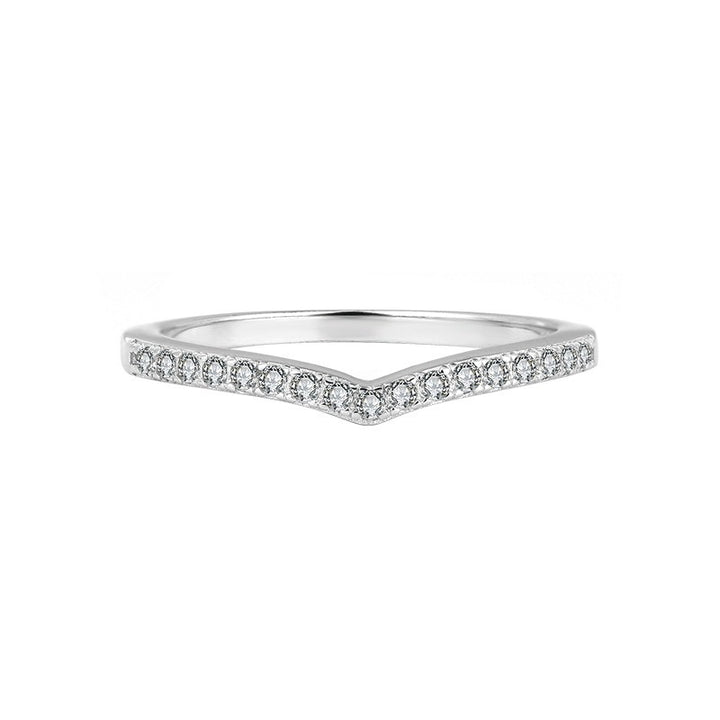 S925 Sterling Silver Three-Stone & Contour Pavé Stacking Ring Set