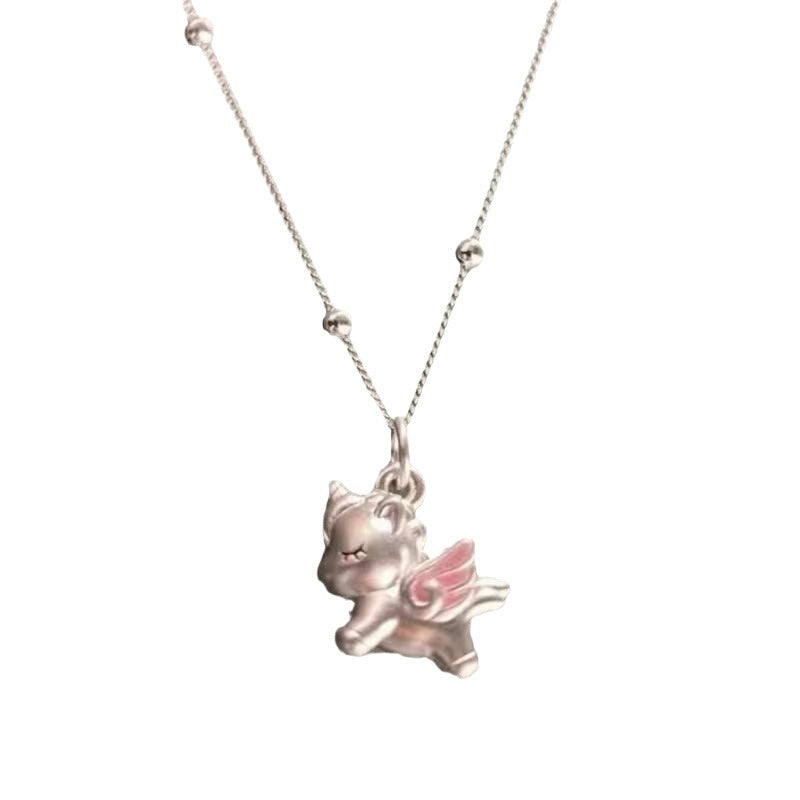 S925 Silver Flying Unicorn Necklace