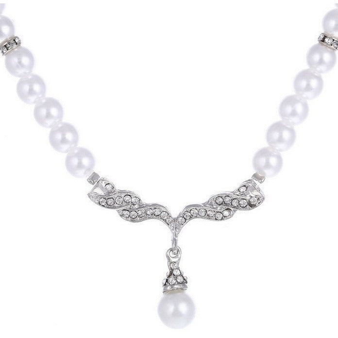 French Vintage Pearl Necklace & Earrings Set