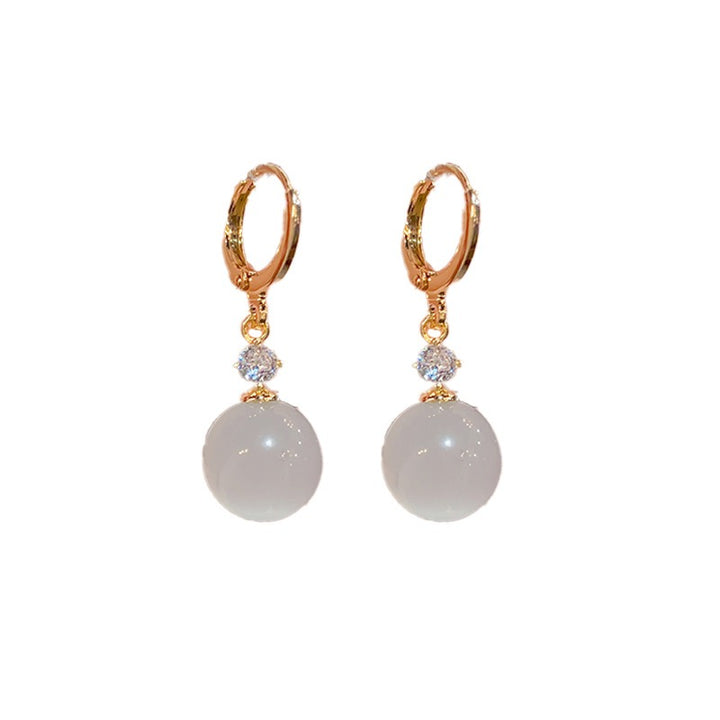 14K Gold Cat's Eye Drop Earrings