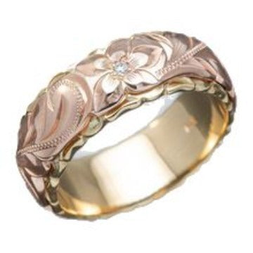 S925 Sterling Silver Vintage Two-Tone Engraved Rose Ring