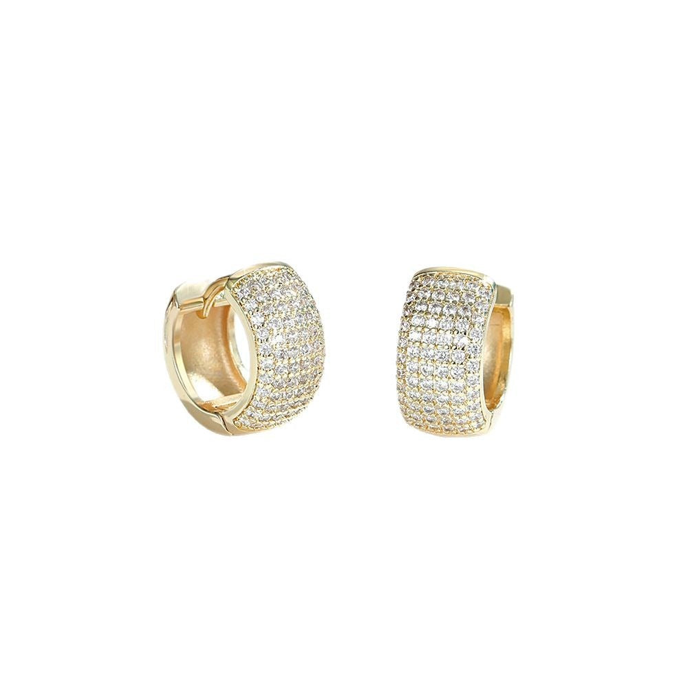 18K Gold & Silver Bold Pave Huggie Hoops