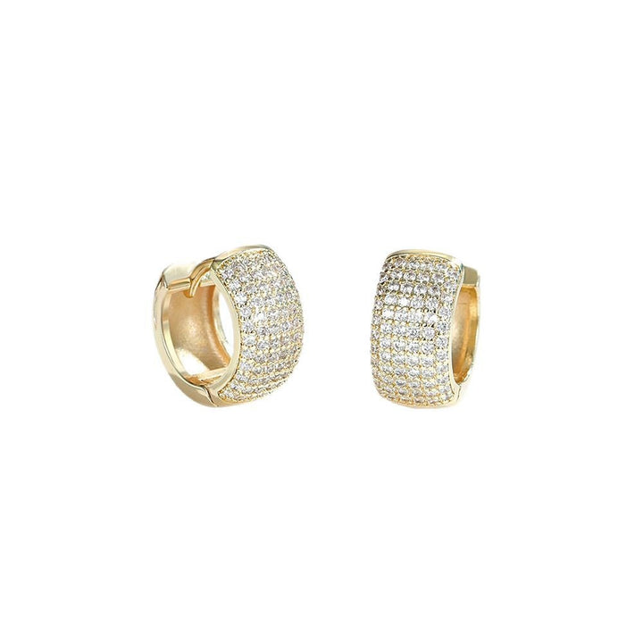 18K Gold & Silver Bold Pave Huggie Hoops