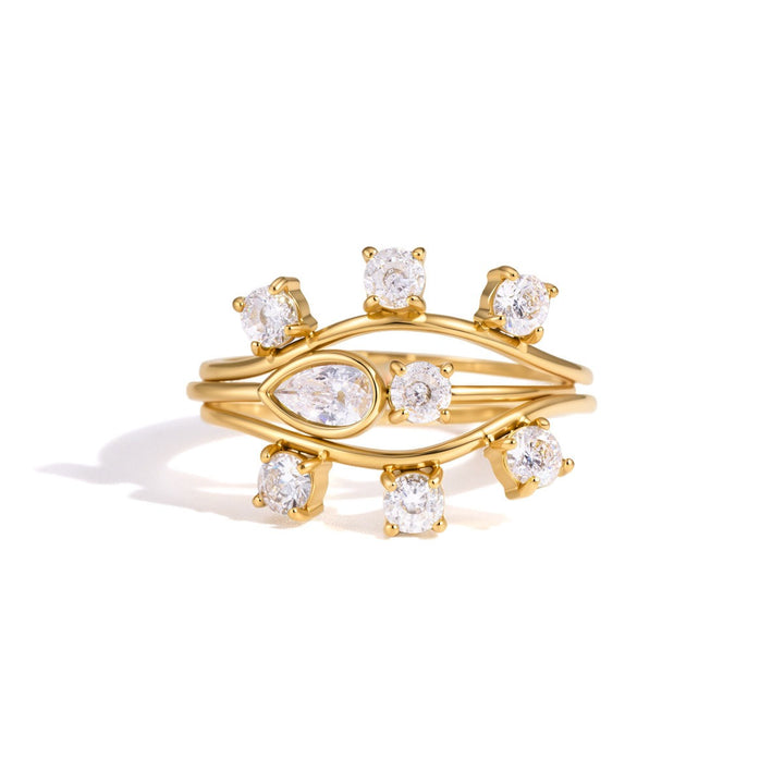 18K Gold Stacking Ring Set (3-Piece)