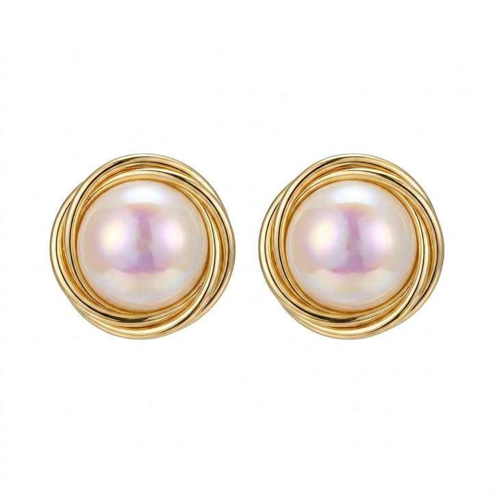 Vintage Iridescent Pearl Stud Earrings