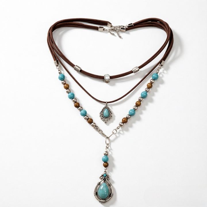 Vintage Western Turquoise Multi-Layer Necklace Set