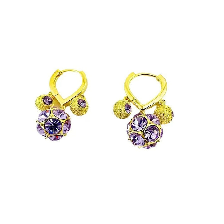 18K Gold Vintage Ball Drop Leverback Earrings | 3D CZ Sphere Pendant