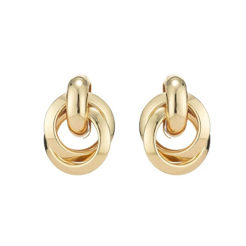 18K Gold & Silver Plated Polished Finish Minimalist Sculptural Knot Stud Earrings