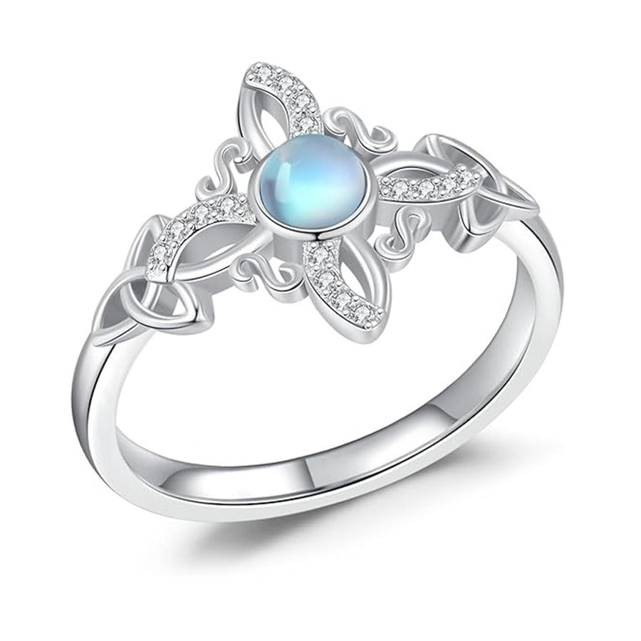 Celtic Guardian Totem S925 Sterling Silver Witch's Knot Moonstone Ring