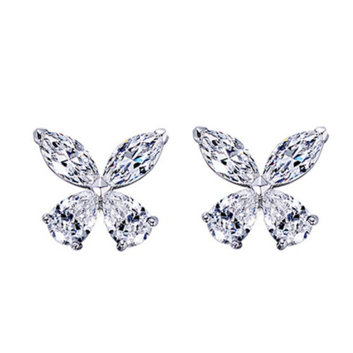 S925 Silver Butterfly & Four-Petal Stud Earrings