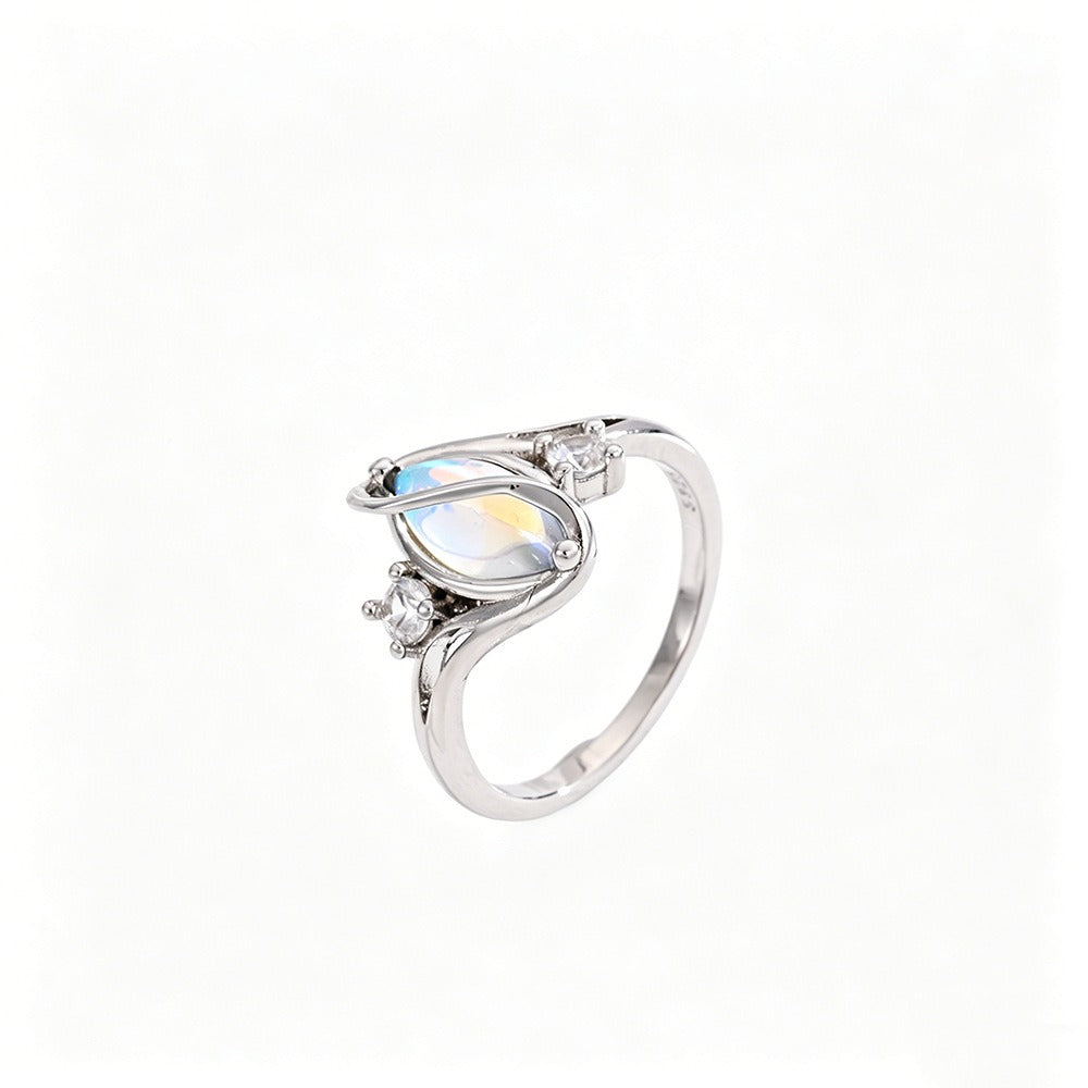 S925 Sterling Silver Rainbow Moonstone Ring | Balance Feminine Power | Spiritual Shield for Everyday