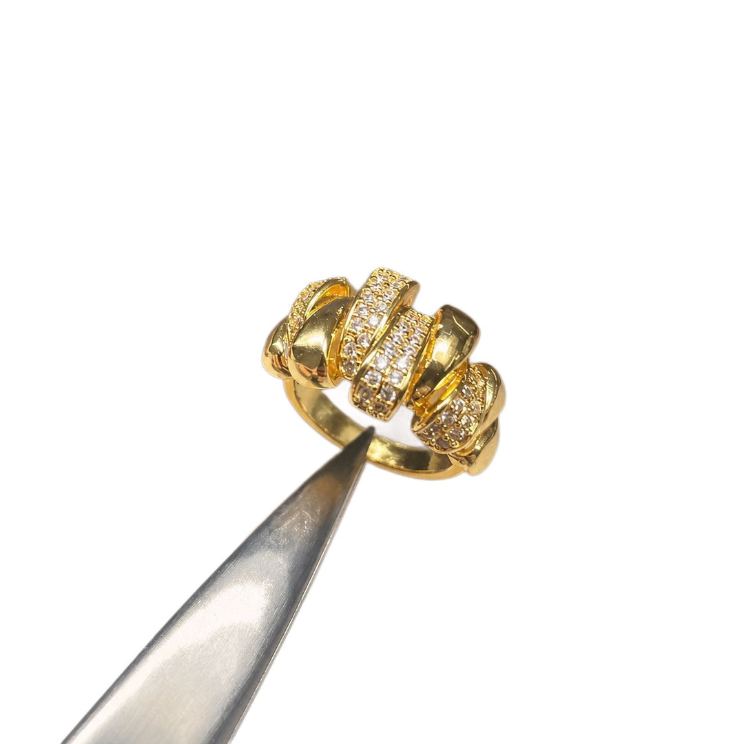 18K Gold Plated Interlocking Pave Ring