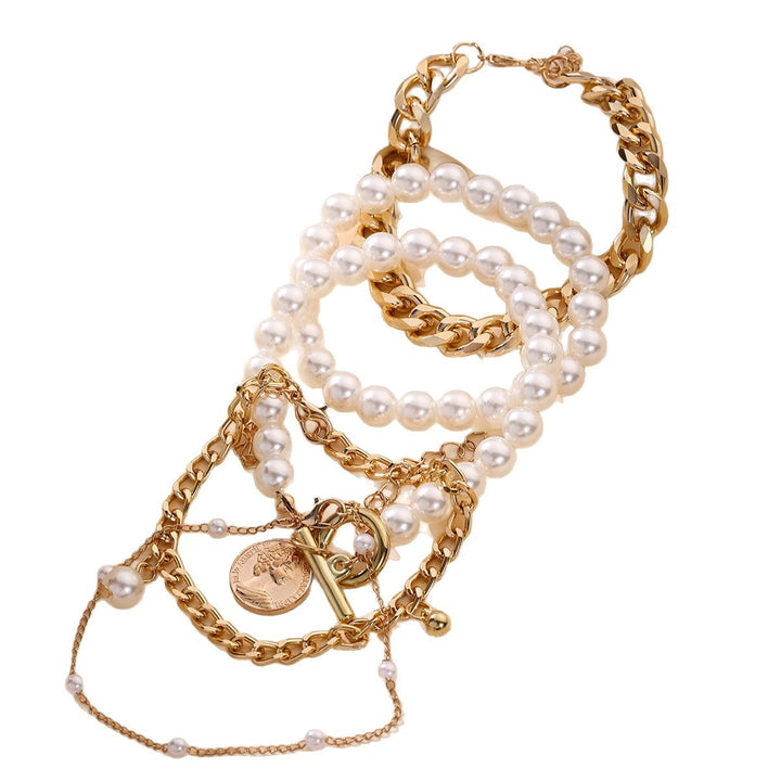 18K Gold Vintage Pearl Bracelet Set