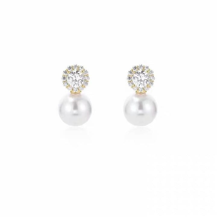 Classic Crystal Halo Pearl Drop Earrings