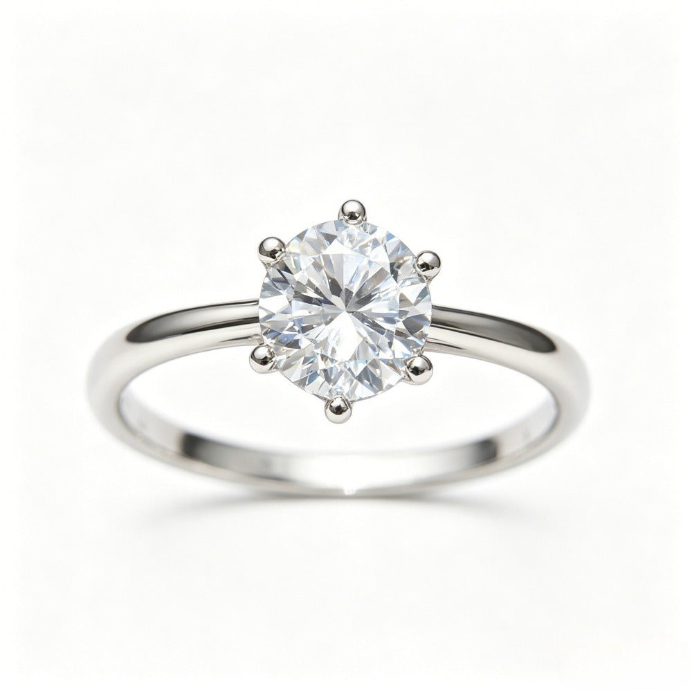 S925 Sterling Silver Classic 6-Prong Solitaire Ring Minimalist Everyday Jewelry | Perfect for Stacking