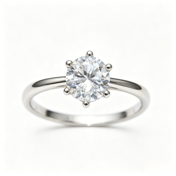 S925 Sterling Silver Classic 6-Prong Solitaire Ring Minimalist Everyday Jewelry | Perfect for Stacking