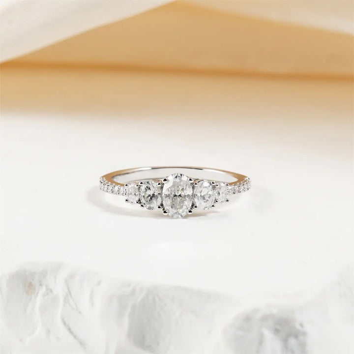 S925 Sterling Silver Five-Stone Moissanite Ring