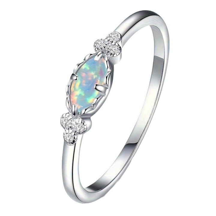 Blossom of Light Marquise Iridescent Opal Pavé Vintage Ring