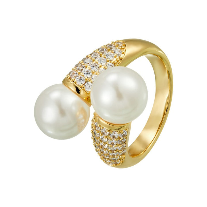 Double Pearl Open Ring