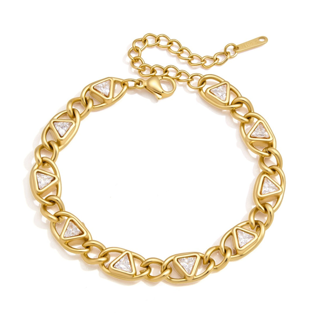 18K Gold Geometric Triangle & Classic Tennis Bracelet
