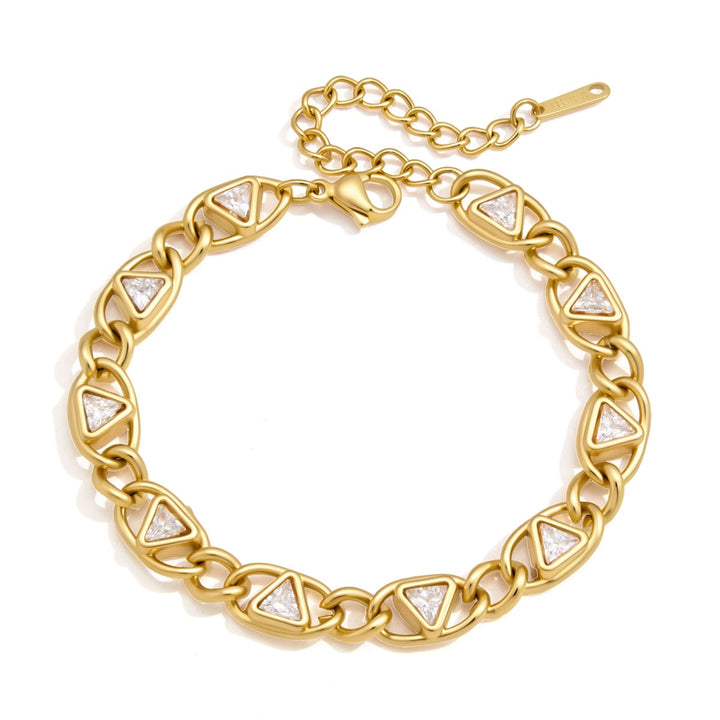 18K Gold Geometric Triangle & Classic Tennis Bracelet