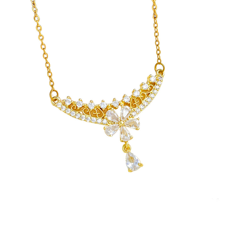 French Romance · Vintage Floral Vine Marquise & Teardrop Pavé Necklace