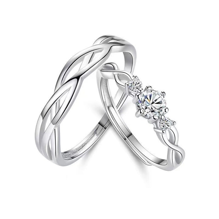 S925 Sterling Silver Intertwined Vine Open Couple Rings
