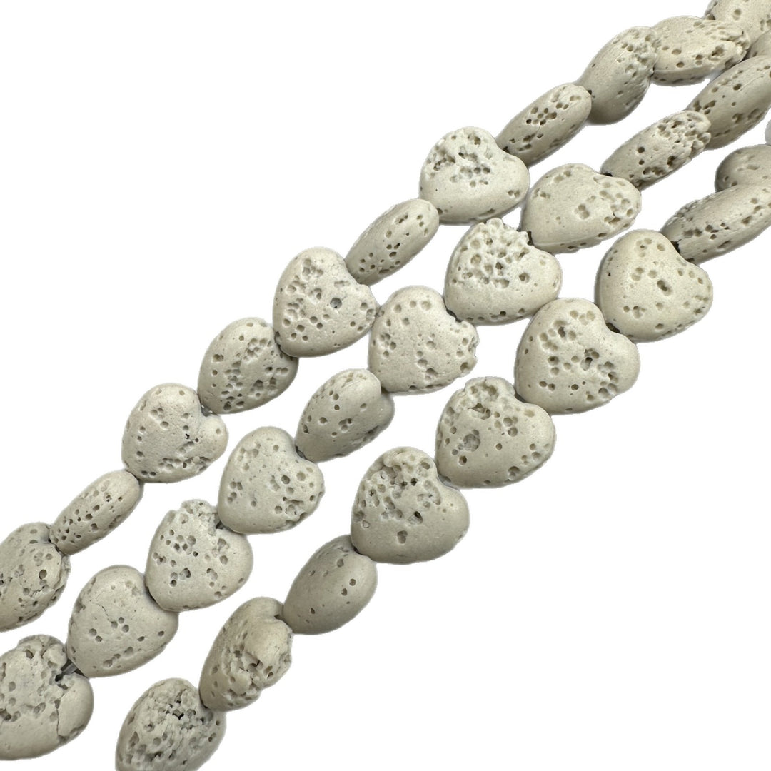 Heart-Shaped Natural Lava Stone Beads