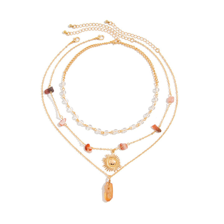 Vintage Boho Layered Sun Necklace