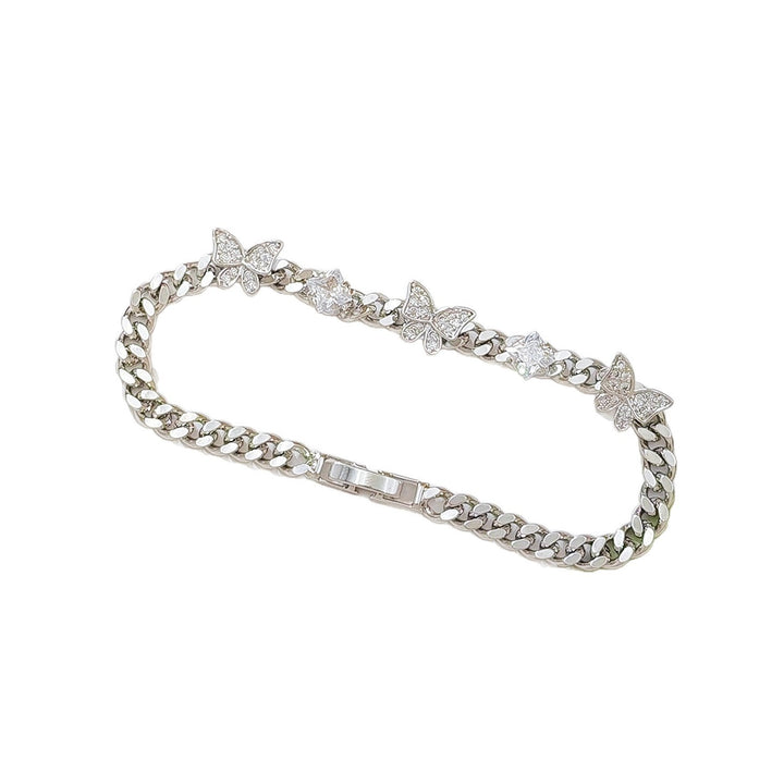 Y2K Sweet & Cool Pavé Butterfly Cuban Chain Bracelet