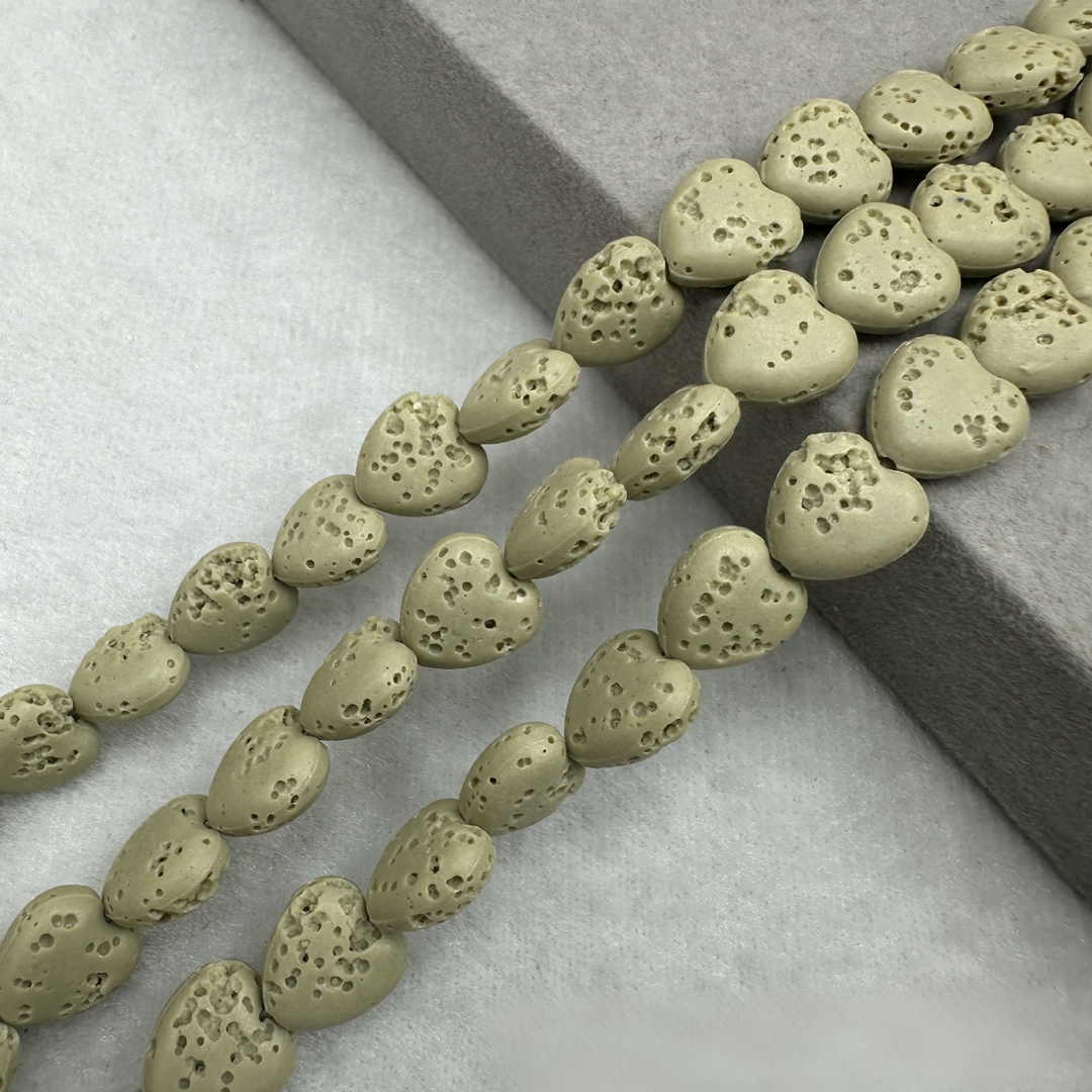 Heart-Shaped Natural Lava Stone Beads