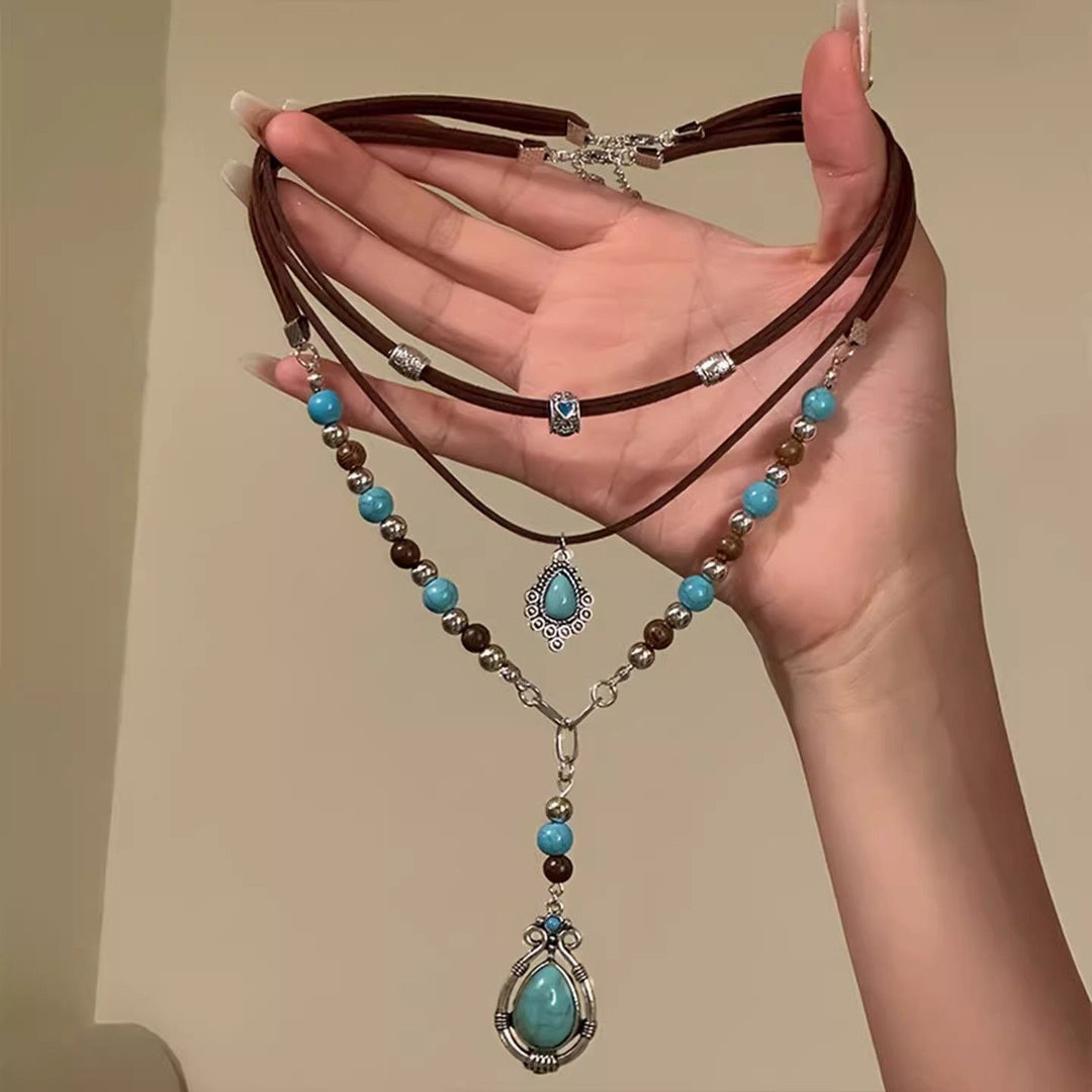 Vintage Western Turquoise Multi-Layer Necklace Set
