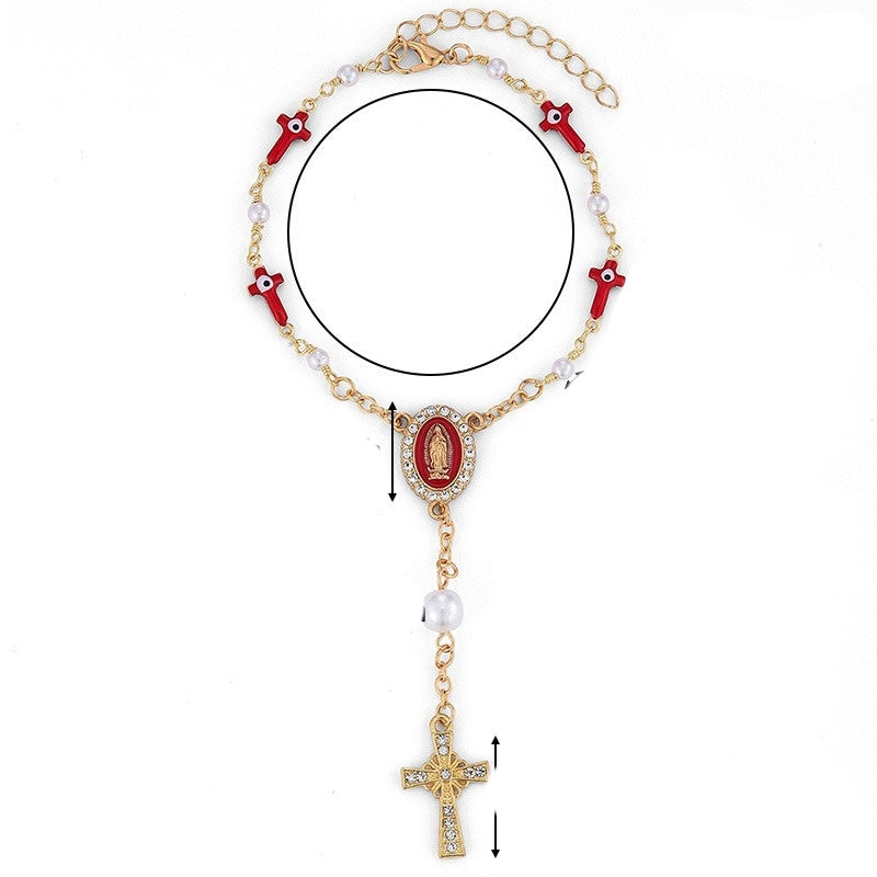 Vintage Faith & Pearl Beaded Bracelet