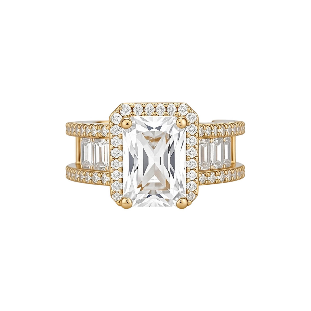 18K Gold Plated Cushion Cut Halo Ring