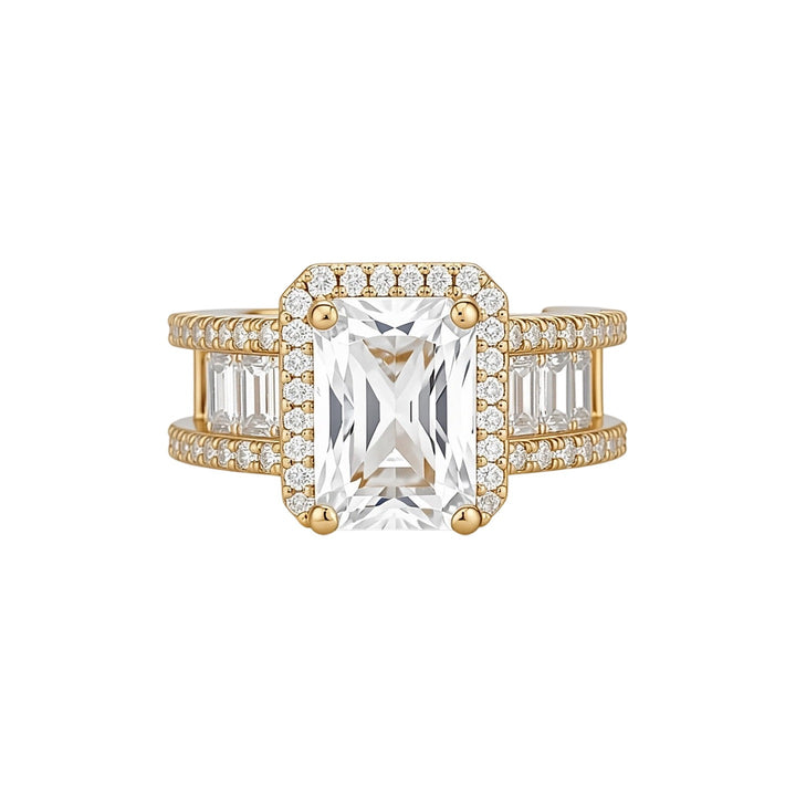 18K Gold Plated Cushion Cut Halo Ring