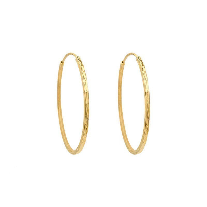 Classic Diamond-Cut Thin Hoop Earrings Minimalist Everyday Elegance