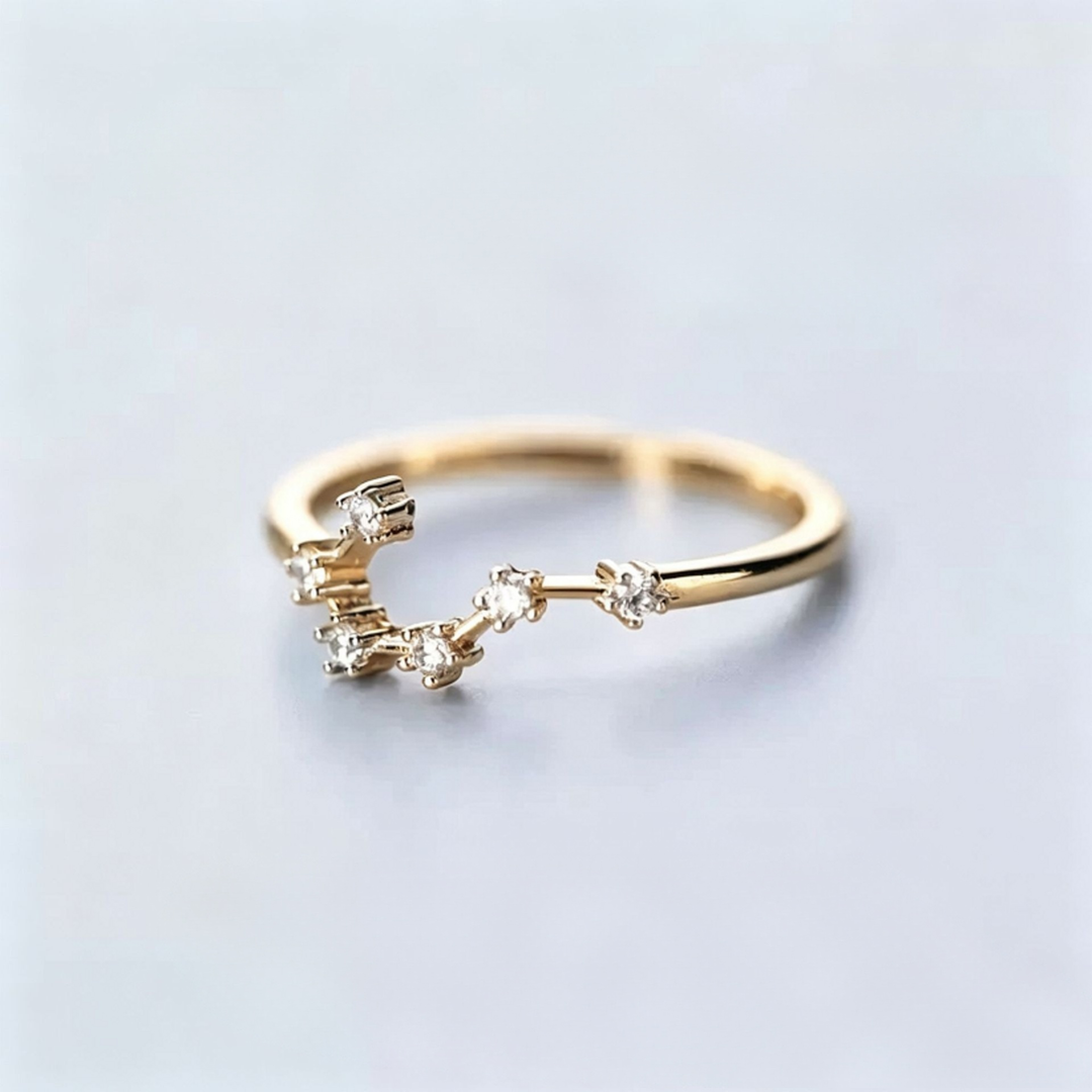 S925 Sterling Silver Zodiac Open Ring Constellation Pavé Ring