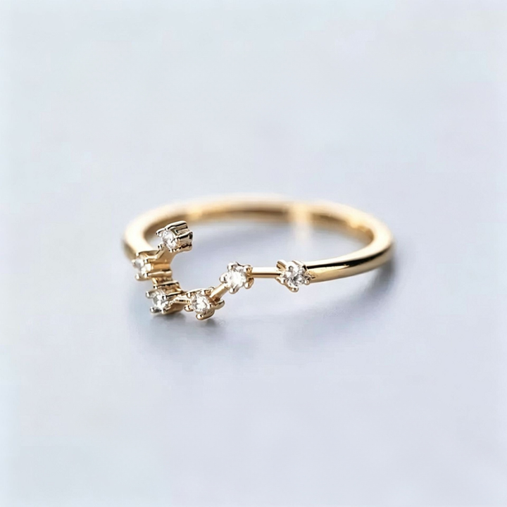 S925 Sterling Silver Zodiac Open Ring Constellation Pavé Ring