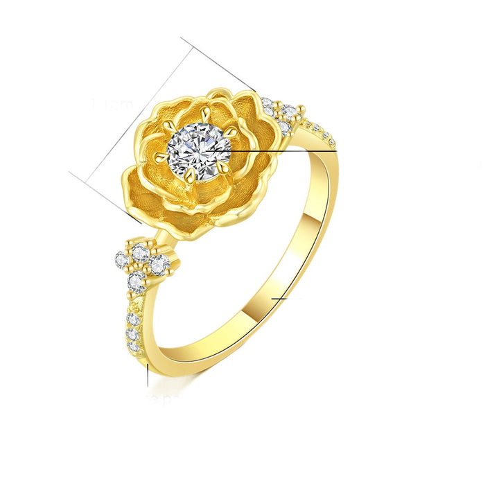 French Vintage Rose · 18K Gold Plated 3D Flower Ring with Pavé Accents