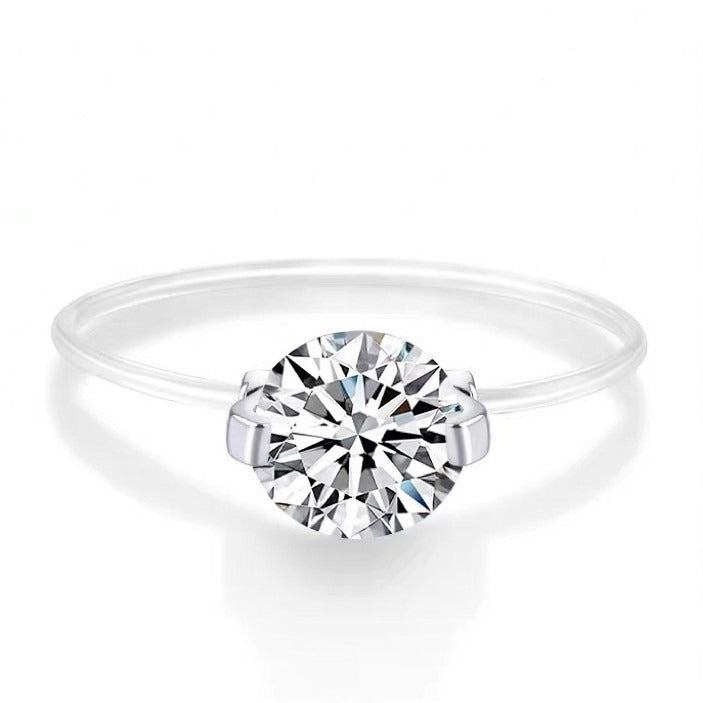 Mermaid's Tear Floating Diamond Ring & Necklace Minimalist Invisible Setting