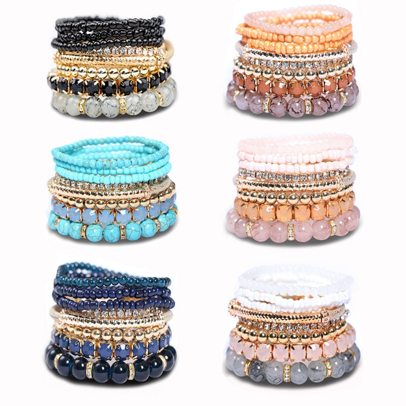 Boho Stackable Beaded Bracelet Set