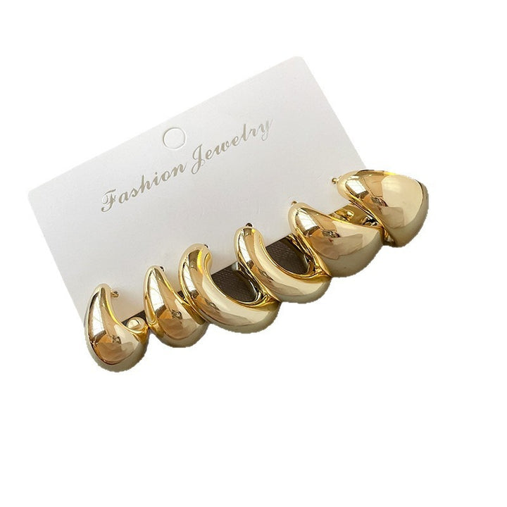 Minimalist 3-Pair Textured Acrylic Hoop Earrings Set Smooth, Hammered & Ribbed Chunky Hoops